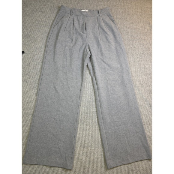 Abercrombie & Fitch Women's Blue Grey Pleated Wide Leg Trouser Pants Size M(2) - Picture 10 of 16